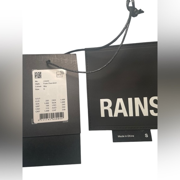 Rains Fuse Overshirt Jacket Sky Blue Size S | Lightweight Insulated Rare - Picture 9 of 9